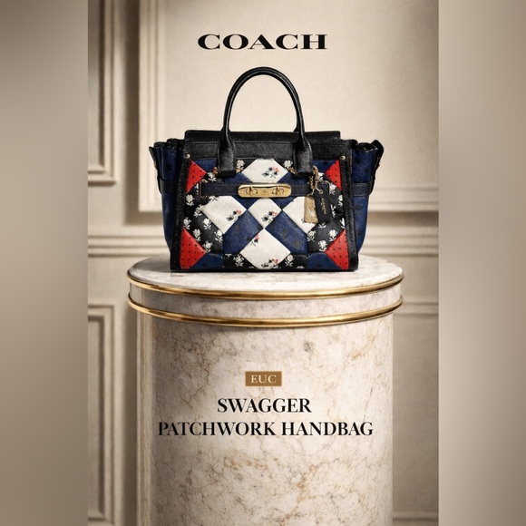 Coach Handbags - Coach Swagger Floral Patchwork Satchel in Red, Blue, and Black